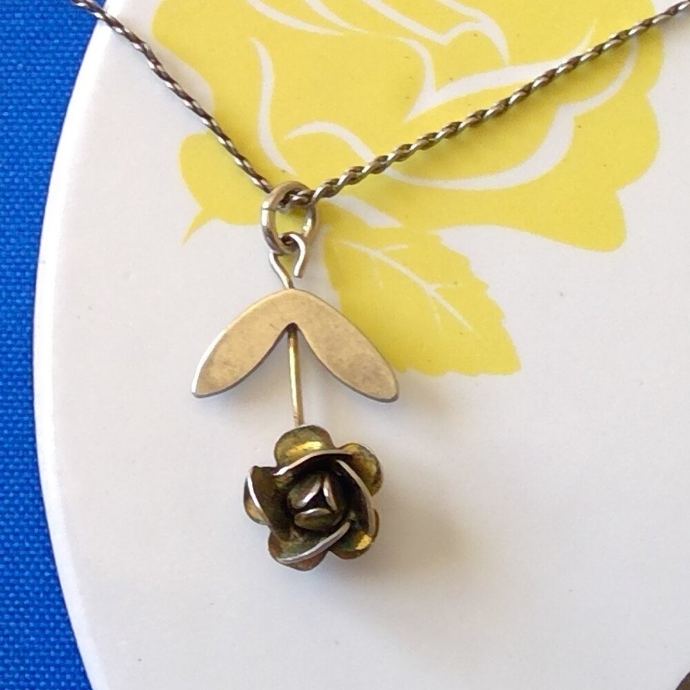Dainty Genuine Silver Rose Necklace
